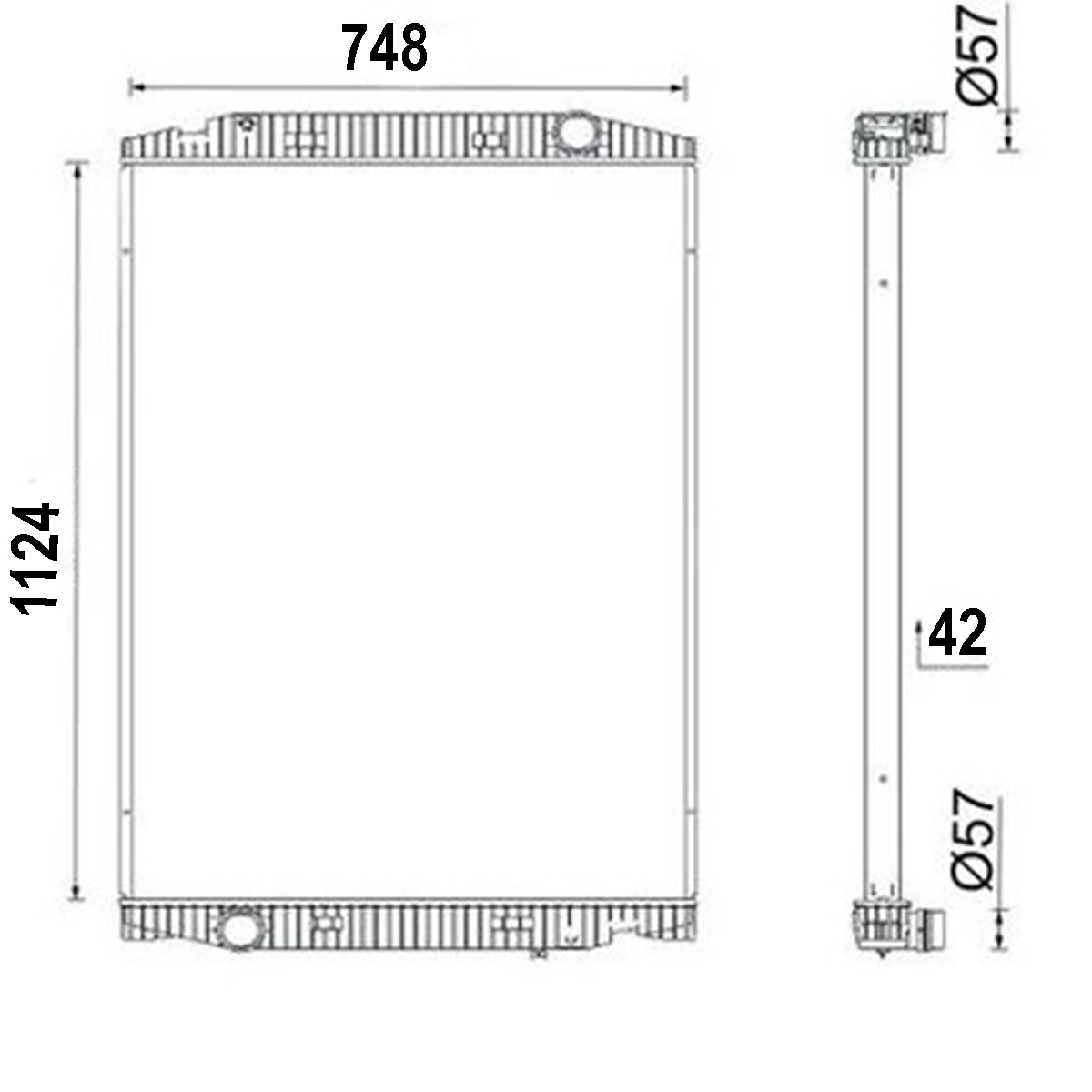 Radiator racire apa motor Iveco Stralis I, Stralis II, S-WAY, X-WAY 1124x748x42mm cod OEM 41214447, IV2066, 8MK376702864, 8MK376721741, 8MK376721745, CR112000S, CR705000P, CR705001P, 509698, 733410, D7IV002TT - imagine 6