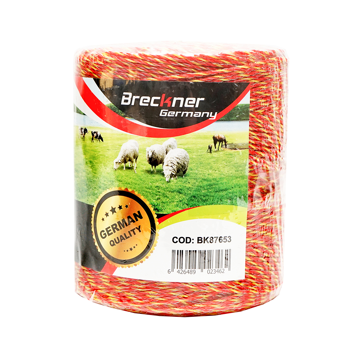 Rola fir galben-rosu fi 2mm insertie metalica 6x0.15mm. SS, 500m gard electric Breckner Germany - imagine 4