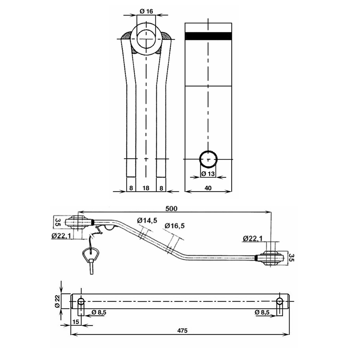 Kit complet tiranti prindere 3 puncte tractor Kubota, Iseki - imagine 4