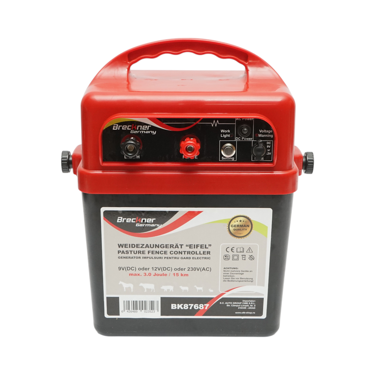 Aparat generator de impulsuri 9-12V sau 220V, 3 Joule, 15 km pentru gard electric Breckner Germany - imagine 2