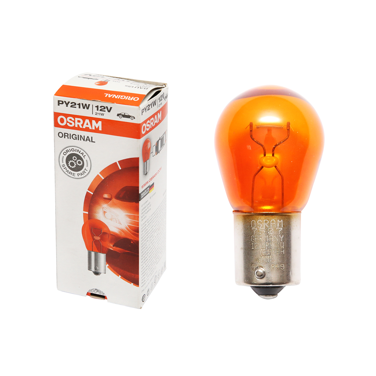 Bec (Osram) 21W / 12V BAU15s -  galben