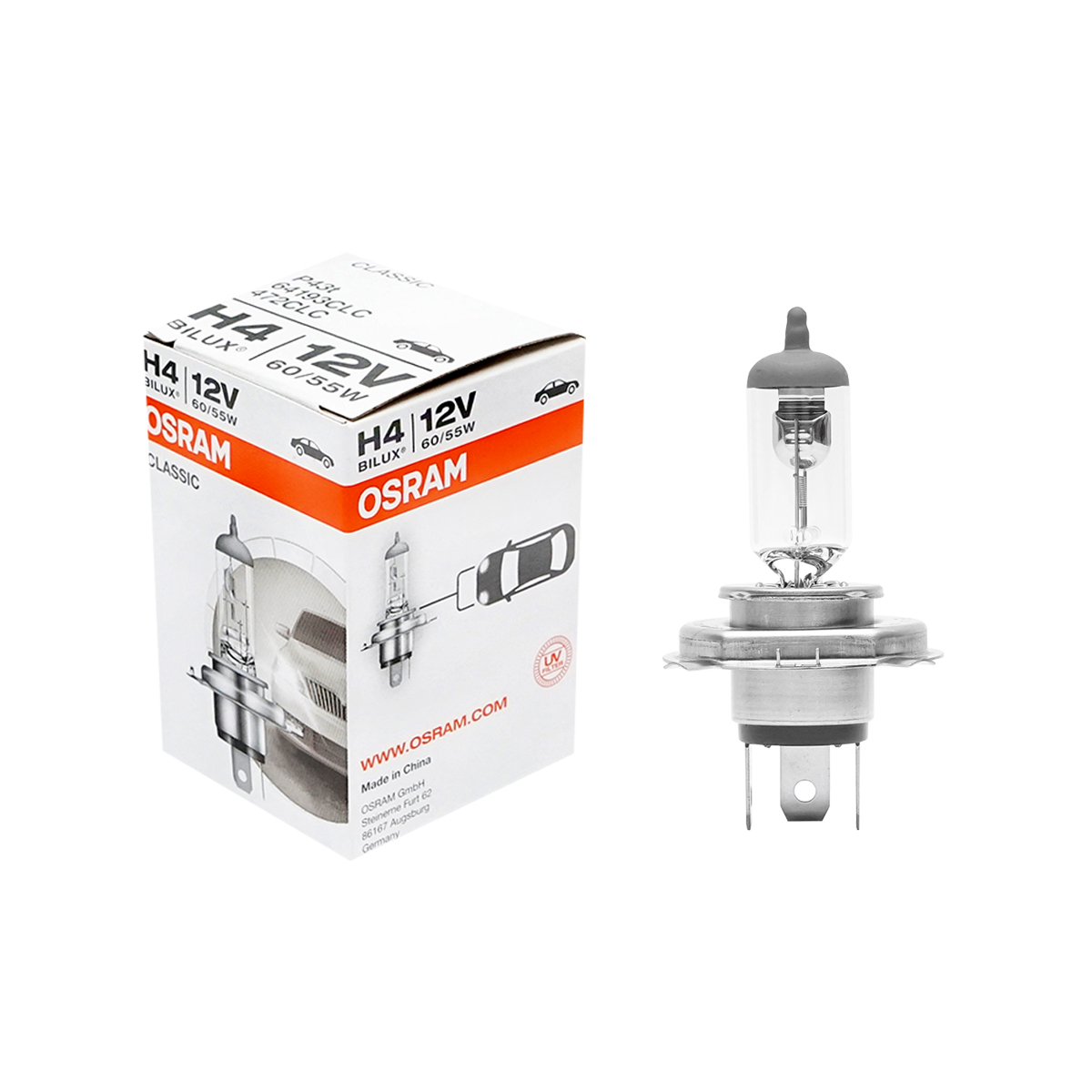 Bec halogen H4 12V/55/60W BILUX P43T Osram