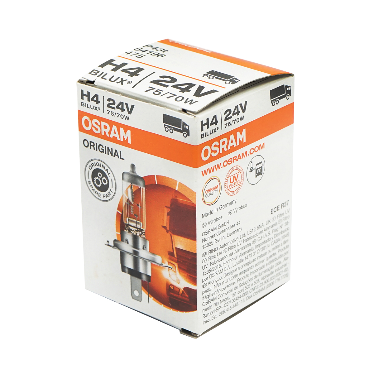 Bec halogen (Osram) H4 24V 75/70W BILUX P43T - imagine 5