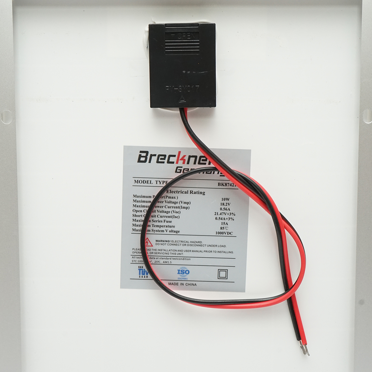 Panou solar 10W fotovoltaic policristalin cu cablu de conectare si tensiune maxima 18V 350x240x17mm Breckner Germany - imagine 4