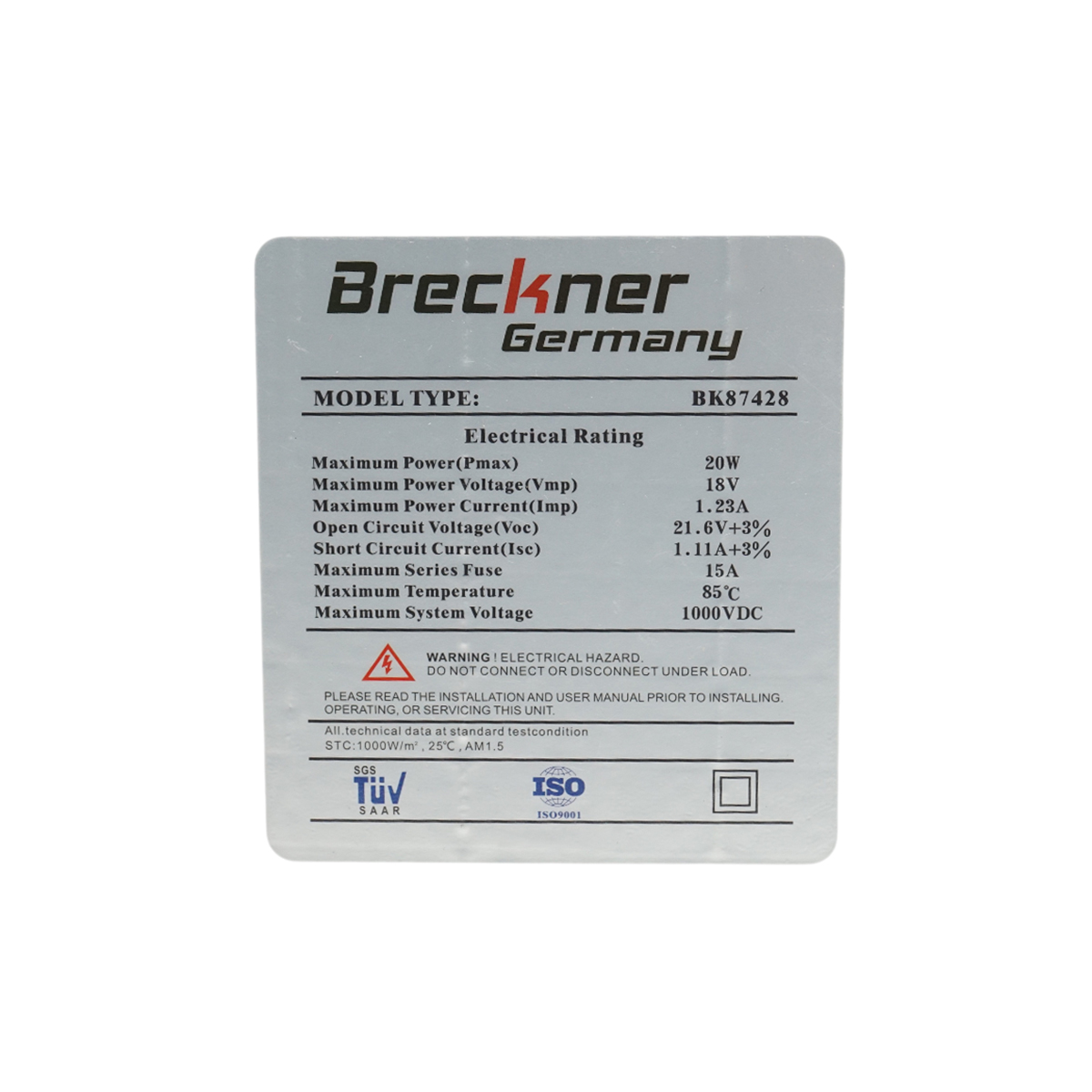 Panou solar 20W fotovoltaic monocristalin 400x300x17mm, regulator de incarcare 12/24V 10Ah, cablu 1.5/2m Breckner Germany - imagine 6