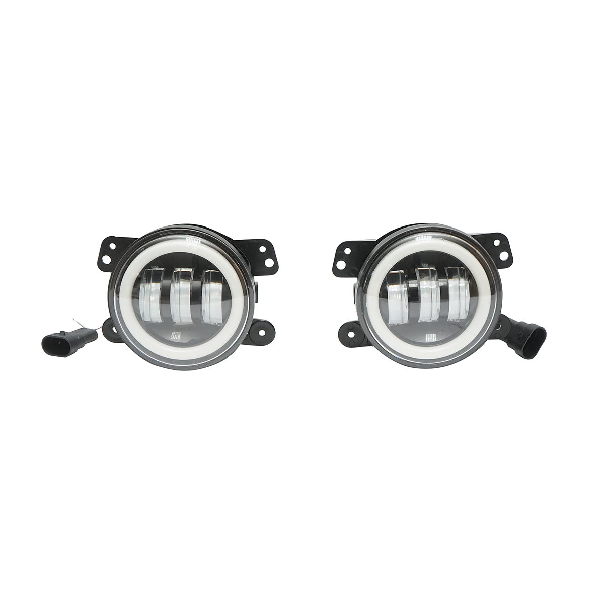 Set 2 proiectoare ceata LED cu DRL Angel Eyes 10-60V 30W, 3 functii alb/galben, lumina de zi, ceata si semnalizare Breckner Germany