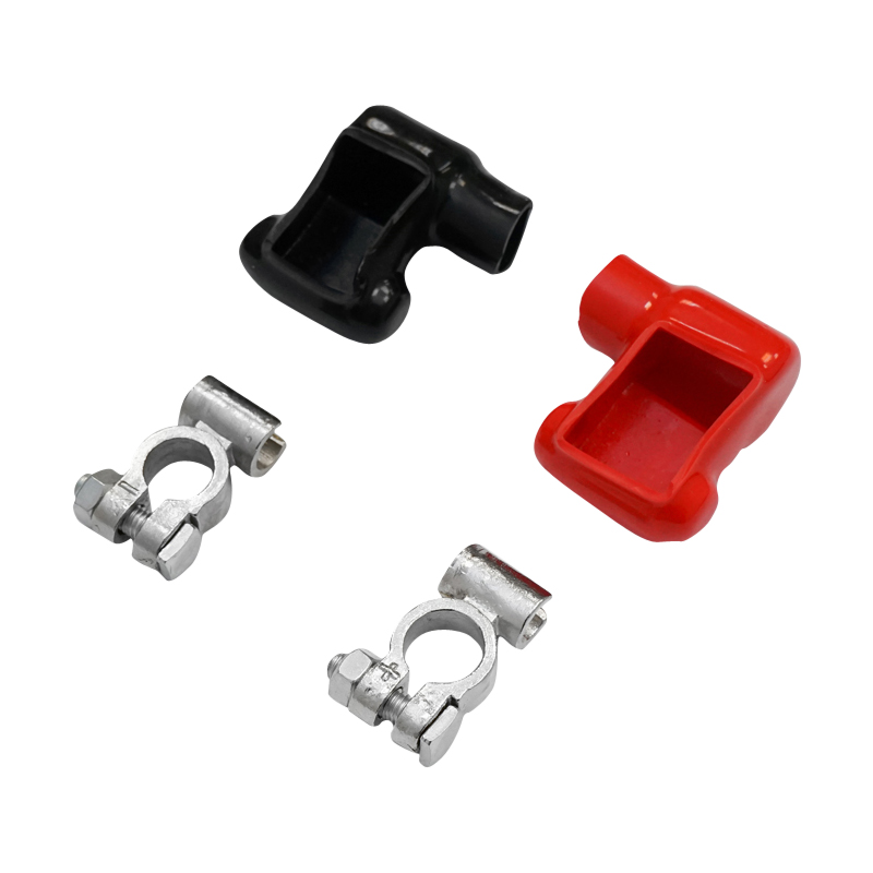 Set borne baterie cu clema HD++ protectie cauciuc rosu si negru Breckner Germany - imagine 2