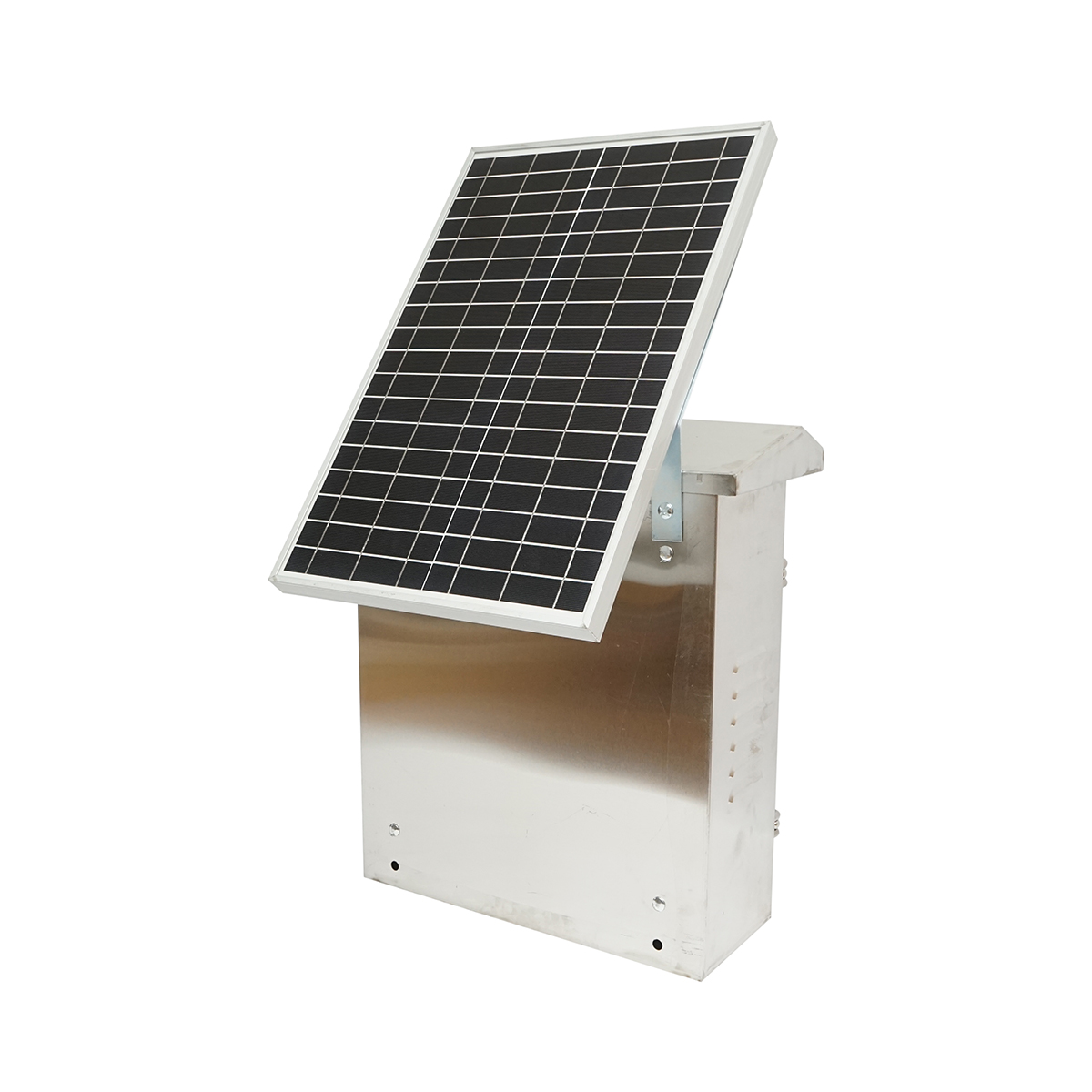 Aparat generator impulsuri 12 Joule, DC12V/220V cu panou solar 30W si baterie 12V 12Ah cutie din inox pentru gard electric Breckner Germany. - imagine 3