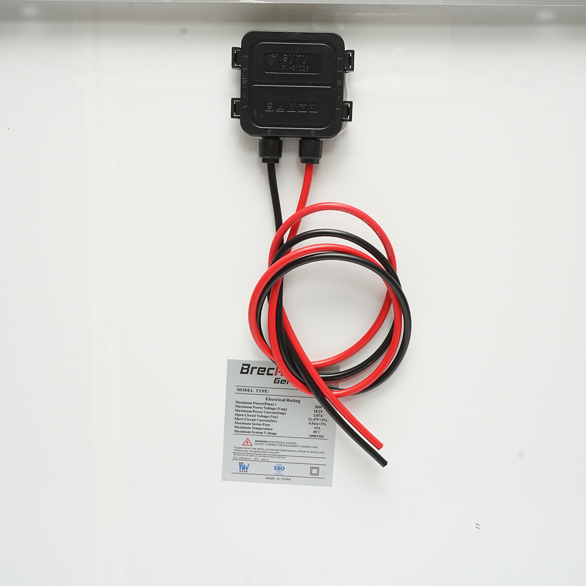 Panou solar 50W fotovoltaic policristalin cu cablu 90cm si tensiune maxima de 18V 670x530x20mm Breckner Germany - imagine 4