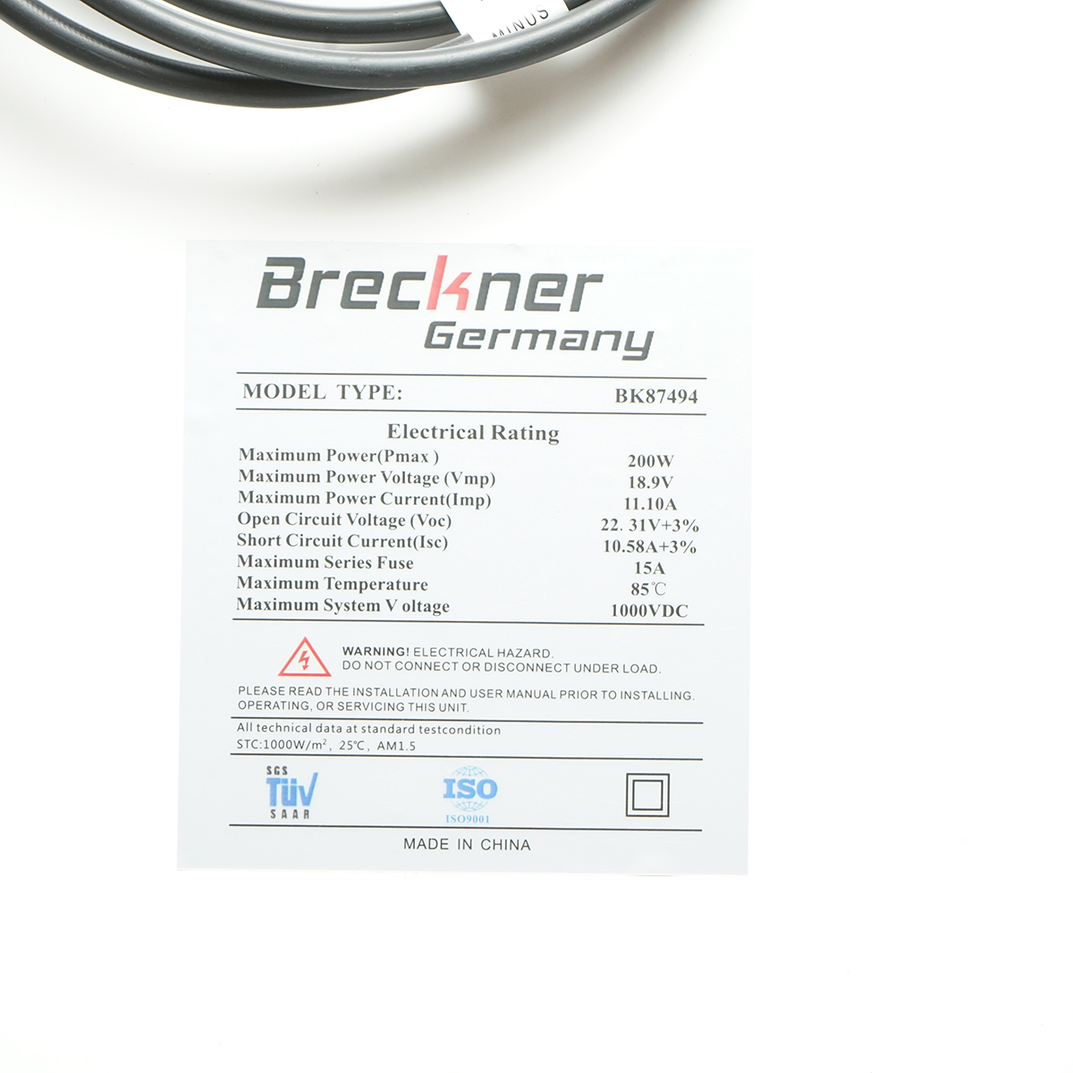 Panou solar 200W Breckner Germany fotovoltaic monocristalin 1480x680x35mm - imagine 3