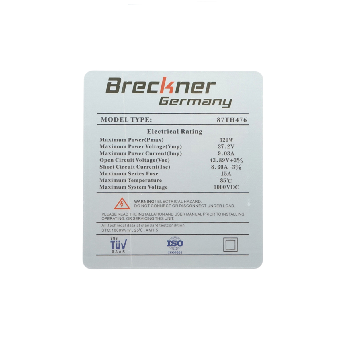 Panou solar 320W fotovoltaic monocristalin 1770x880x30mm Breckner Germany - imagine 5