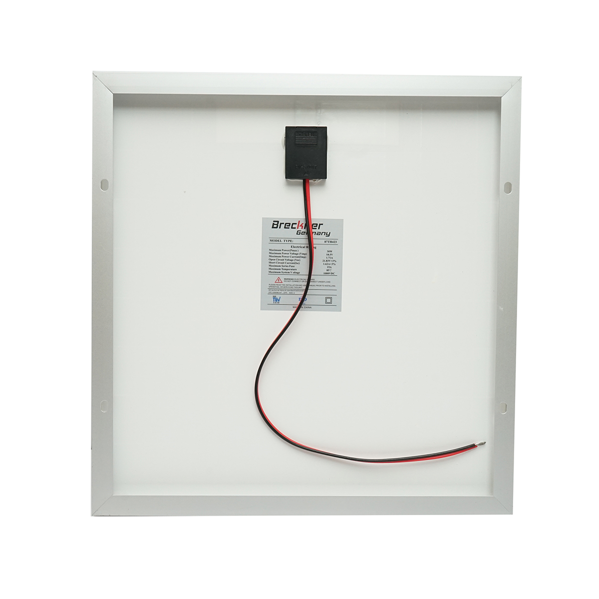 Panou solar 30W fotovoltaic monocristalin cu cablu de conectare 90cm si tensiune maxima 18V 420x405x25mm Breckner Germany - imagine 2