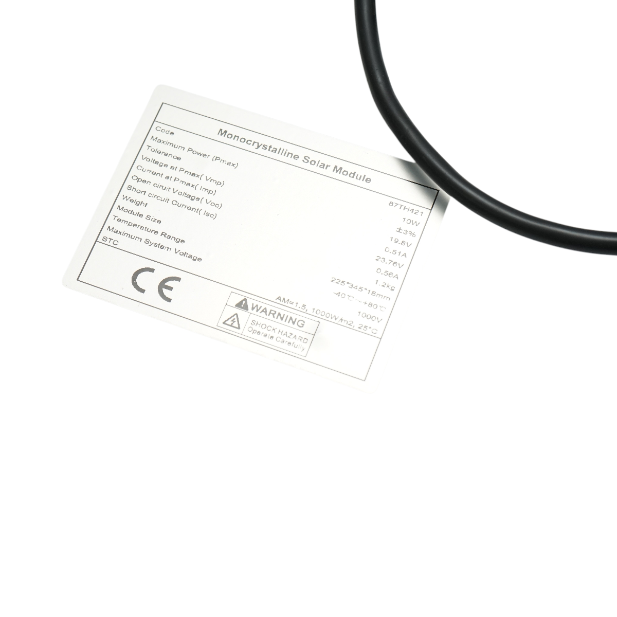 Panou solar 10W fotovoltaic monocristalin 19.8V cu cablu de conectare 90cm 345x225x18mm - imagine 4