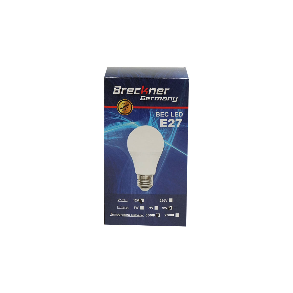 Bec LED 9W, 12V, E27 lumina rece 6500K Breckner Germany - imagine 4