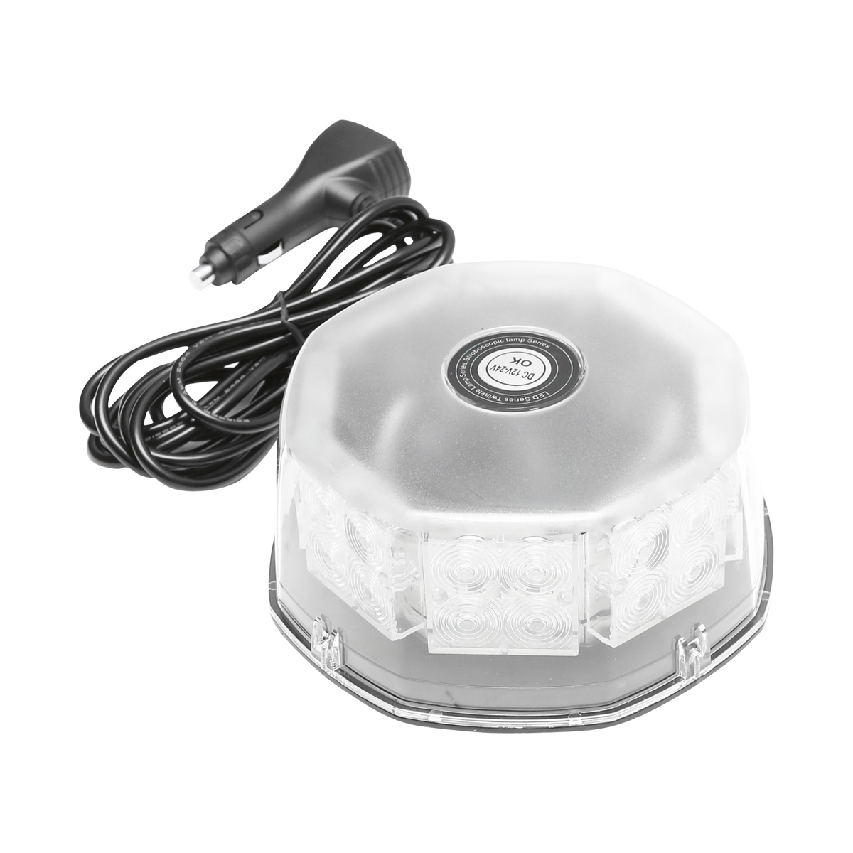 Lampa avertizare rotunda, girofar cu 32 zone LED-uri SMD lumina galbena, prindere magnetica, intrerupator ON/OFF cu indicator luminos, 12V/24V Breckner Germany - imagine 4