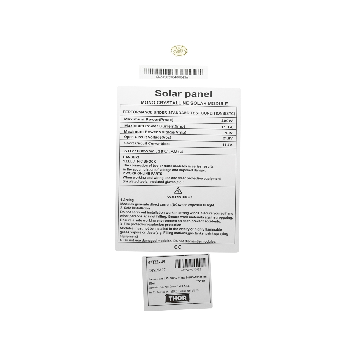 Panou solar 200W monocristalin cu conector MC4 1480x680x35mm - imagine 4