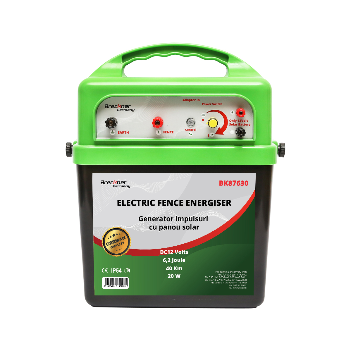Aparat generator impulsuri 12V 6.2 Joule 40km cu panou solar 20W gard electric Breckner Germany - imagine 4