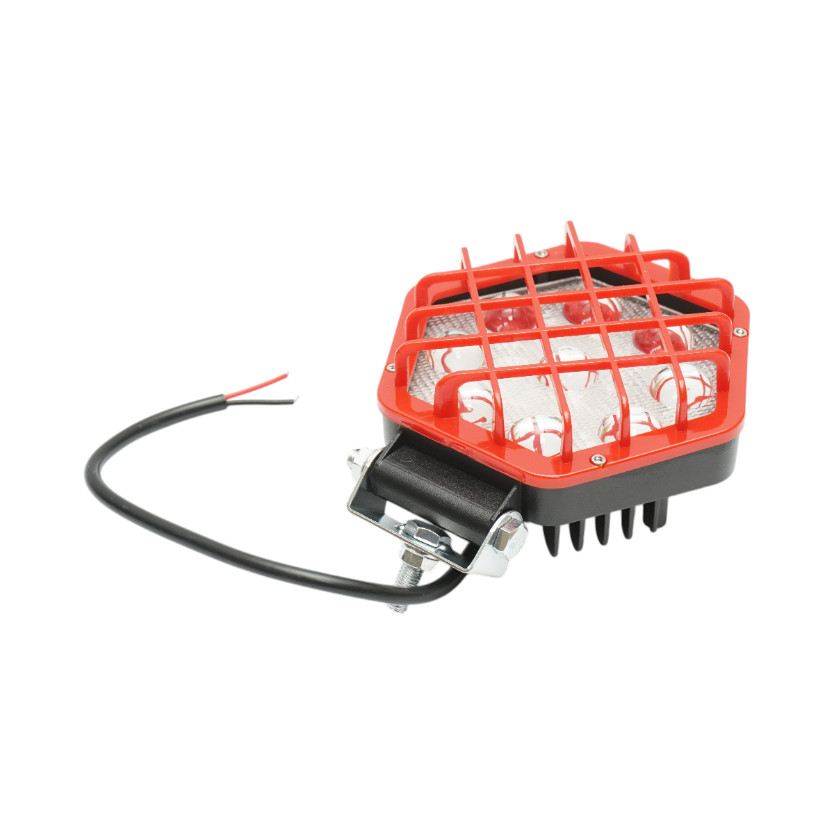 Lampa proiector hexagonal cu grilaj metalic rosu, 9 LED-uri, unghi de radiere 30, DC 10-80V 27W Breckner Germany - imagine 4