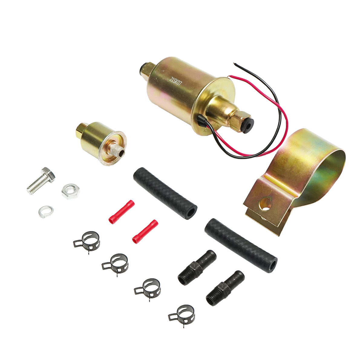 Pompa alimentare electrica universala cu filtru incorporat, 12V, L=145mm, fi 8mm pentru motorina/benzina OEM YK-2047, E8012SS - imagine 2
