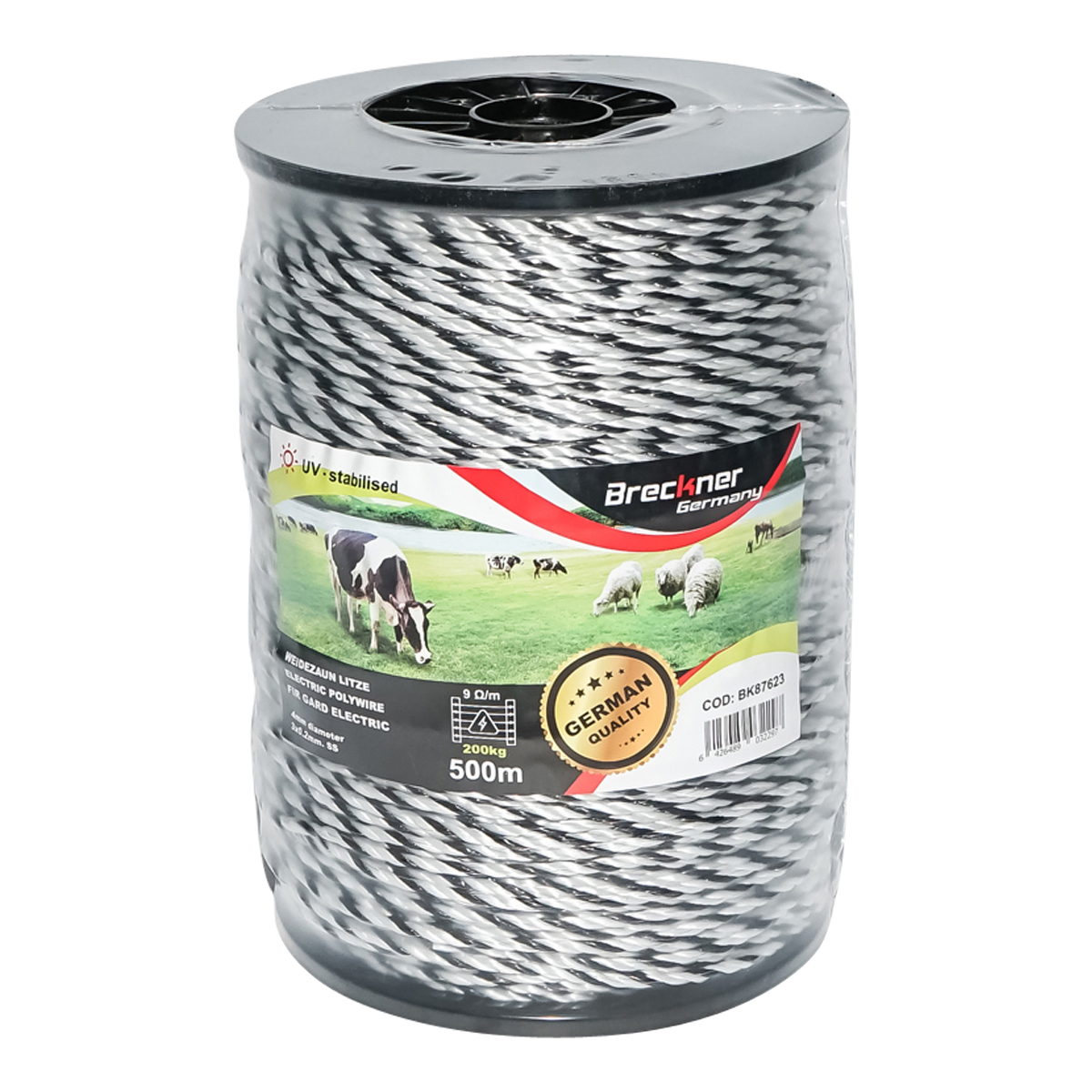 Rola fir alb-negru fi 4 mm 3x0.2mm SS 500m gard electric Breckner Germany - imagine 3