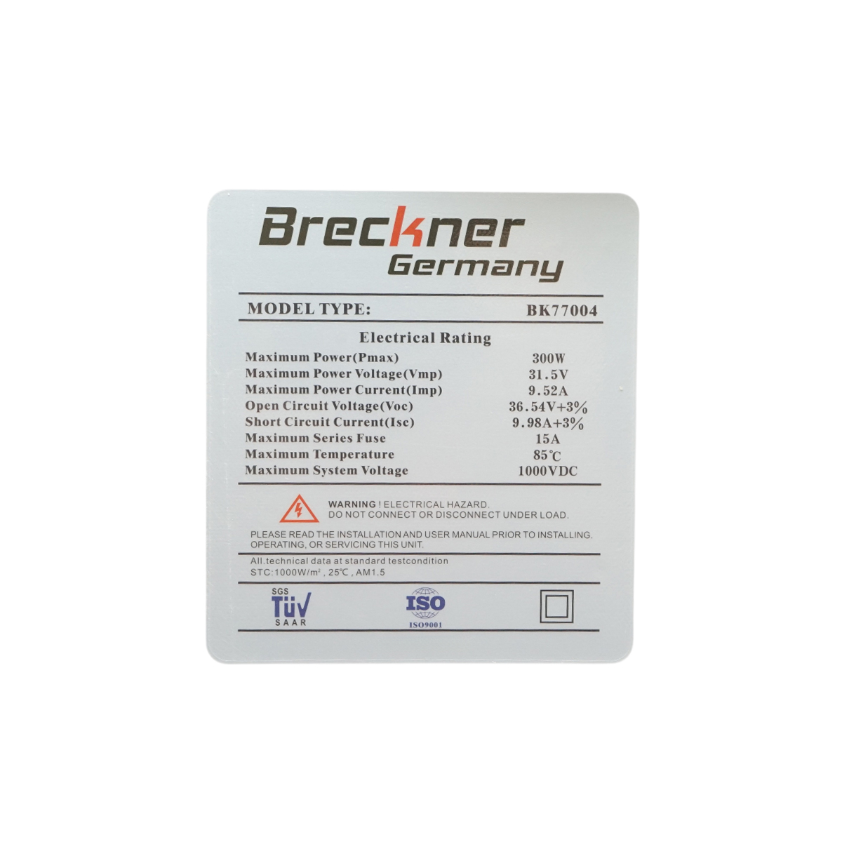 Panou solar 300W fotovoltaic monocristalin 1290x1134x30mm Breckner Germany - imagine 6