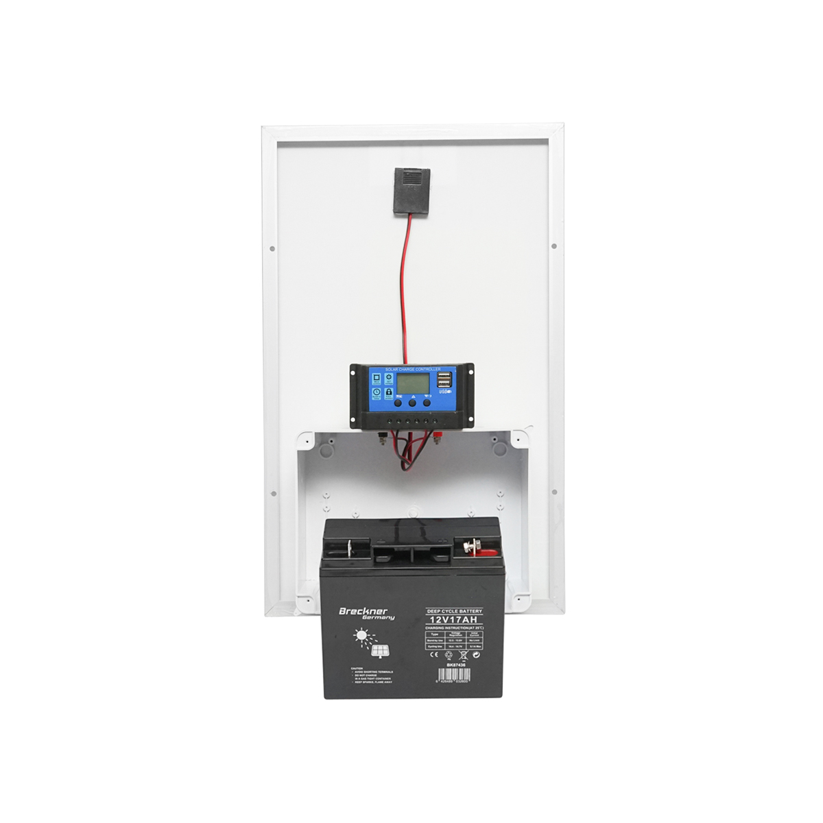 Panou solar 30W 560x350x135mm cu baterie 12V/17Ah, regulator 12-24V/10Ah si 2x port USB Breckner Germany - imagine 4
