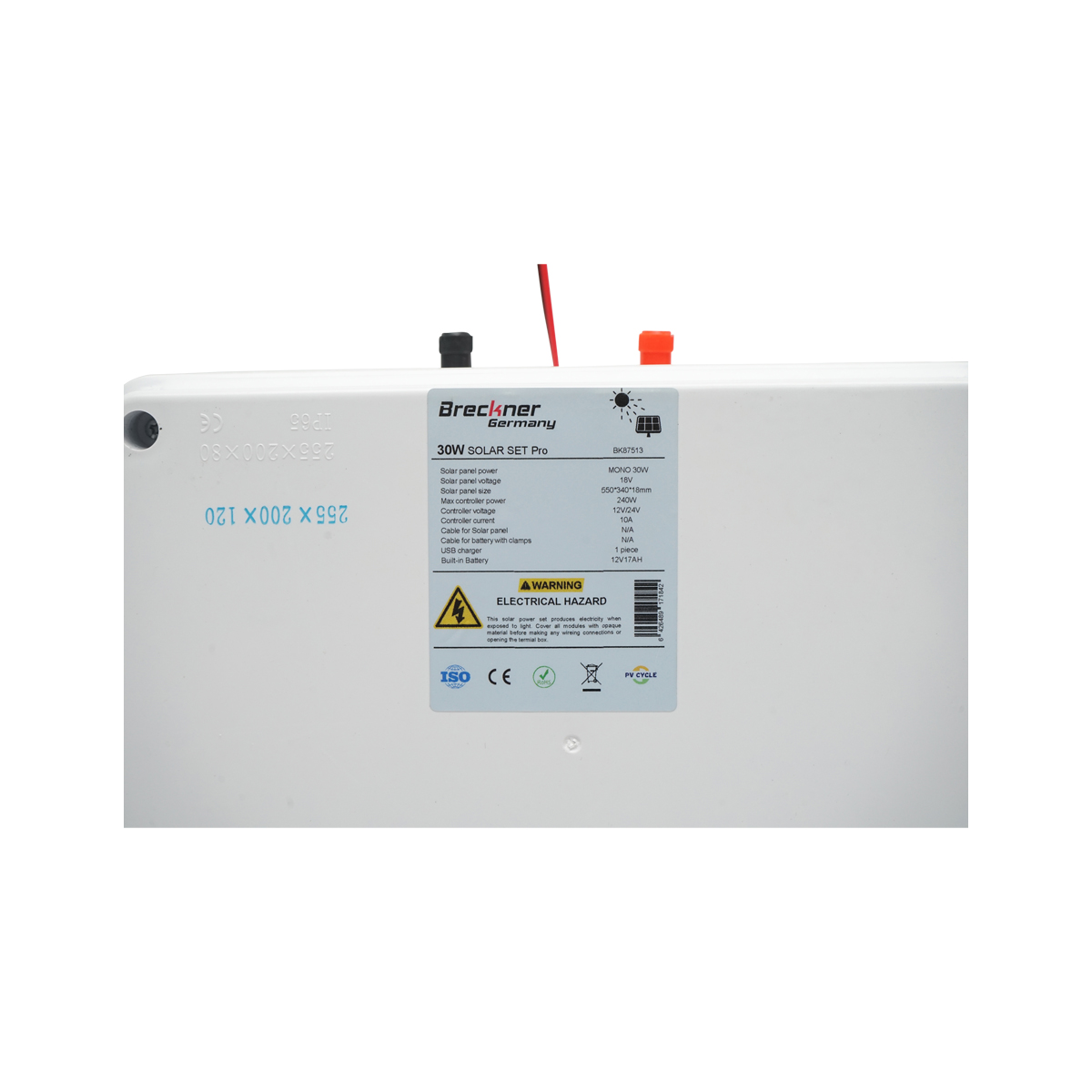 Panou solar 30W 560x350x135mm cu baterie 12V/17Ah, regulator 12-24V/10Ah si 2x port USB Breckner Germany - imagine 8