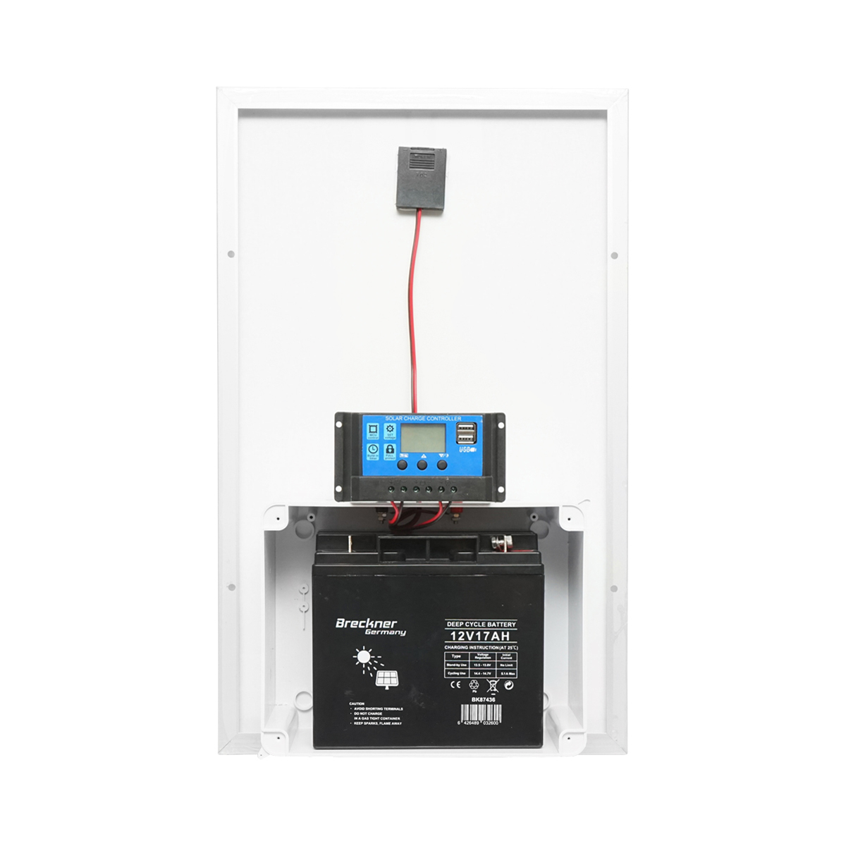 Panou solar 30W 560x350x135mm cu baterie 12V/17Ah, regulator 12-24V/10Ah si 2x port USB Breckner Germany - imagine 5