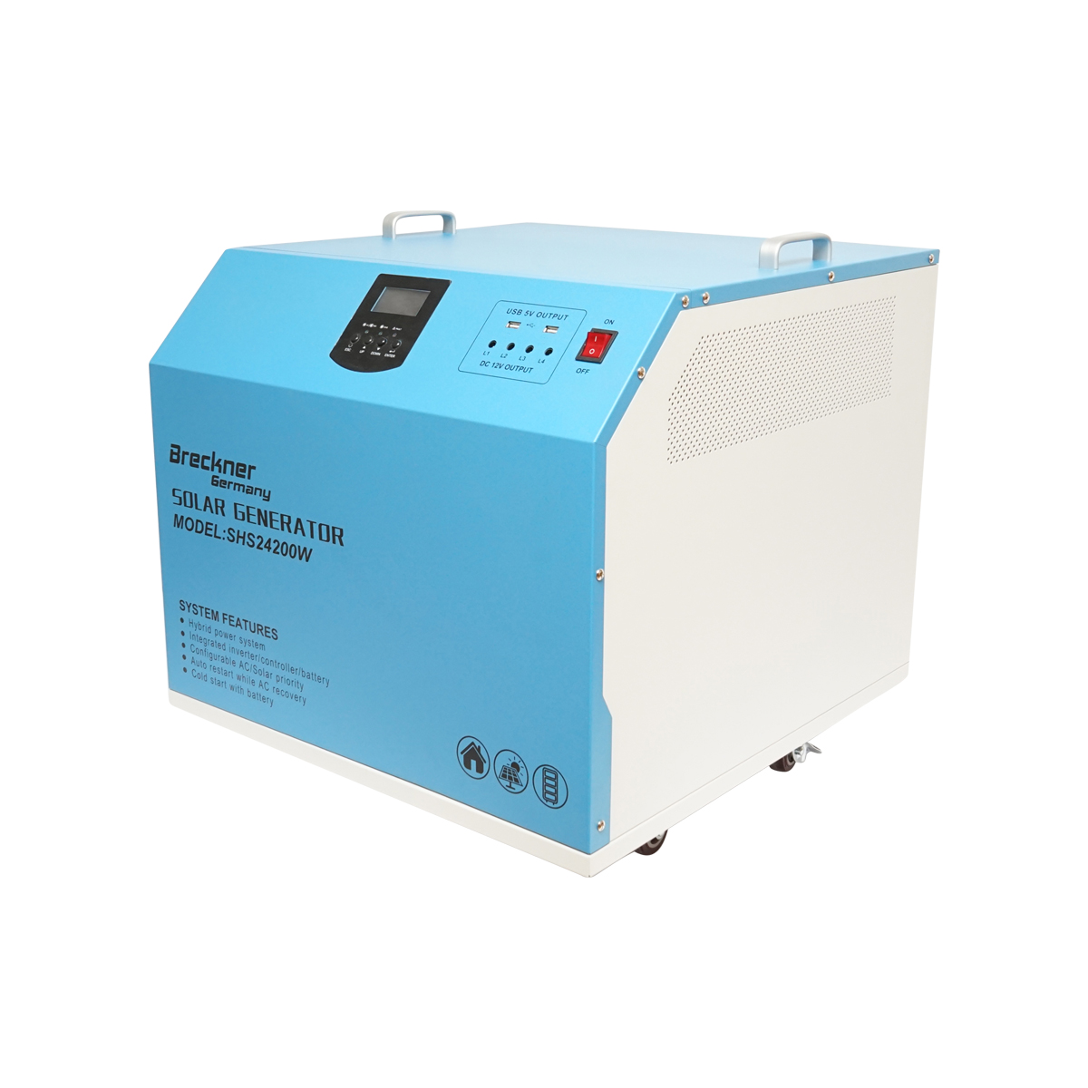 Kit sistem solar fotovoltaic mobil, cu invertor Hybrid PMW 1,6KW , panouri de 300W, si acumulatori 85Ah Breckner Germany - imagine 3