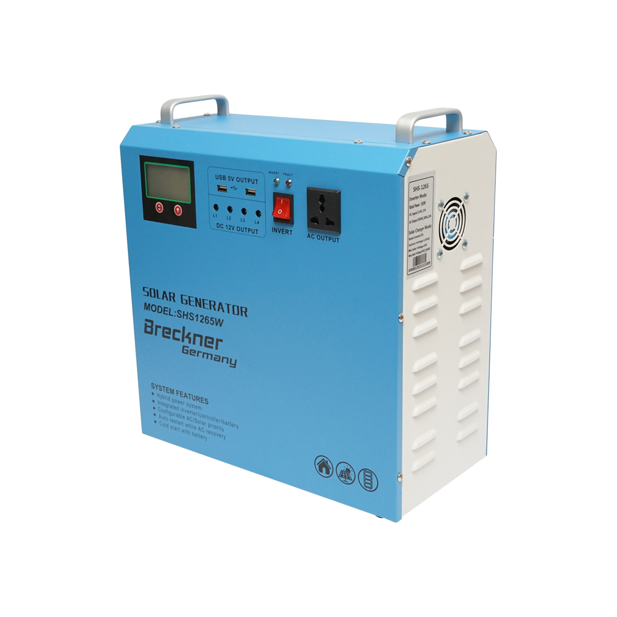 Kit sistem solar fotovoltaic cu baterie de stocare 1x12V/65AH. Invertor PMW 500W. Panou solar 200W Breckner Germany - imagine 2