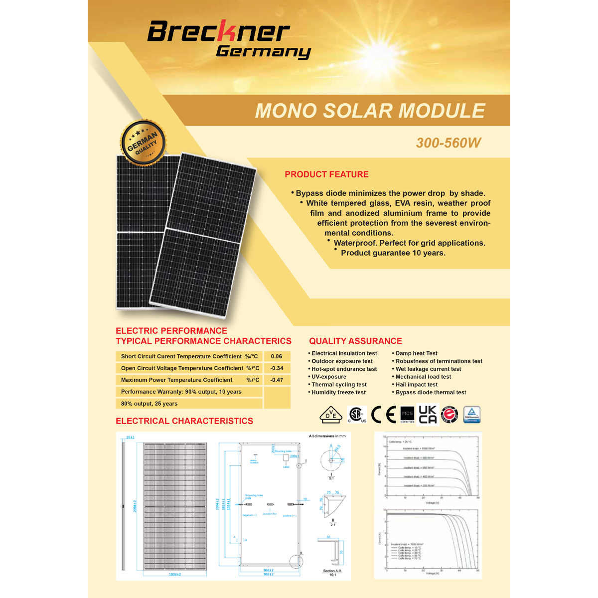 Panou solar 410W fotovoltaic monocristalin 37V cablu si conector MC4 1722x1134x35mm Breckner Germany - imagine 8