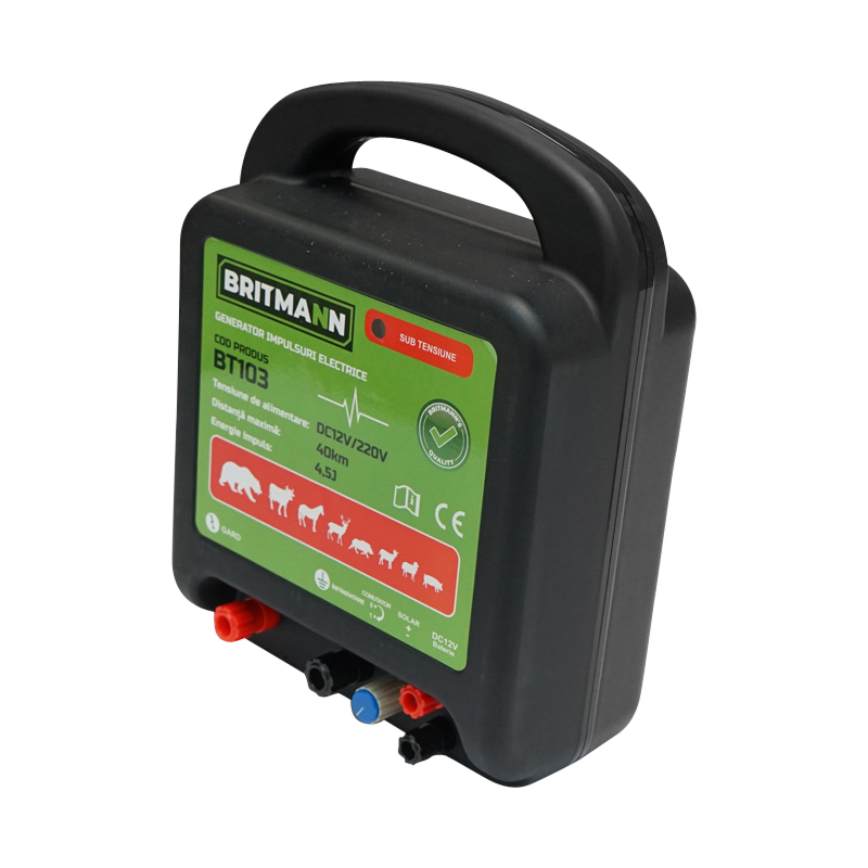 Aparat generator de impulsuri DC 12/220V, 4.5 Joule 40km pentru gard electric BRITMANN - imagine 3