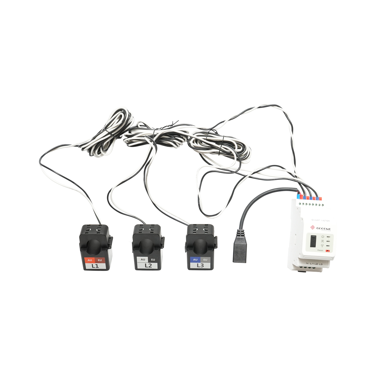 Kit releu putere, Split Core GM3000 300A/5A GOODWE smart meter , trifazic 3x230V, 400V, 120A/40mA cu siguranta digitala, transformator 