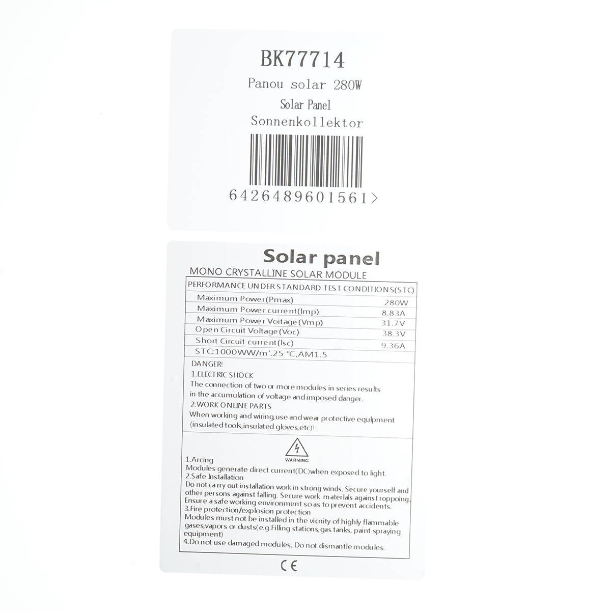 Panou solar 280W Breckner Germany fotovoltaic monocristalin 1560x880x35mm - imagine 4