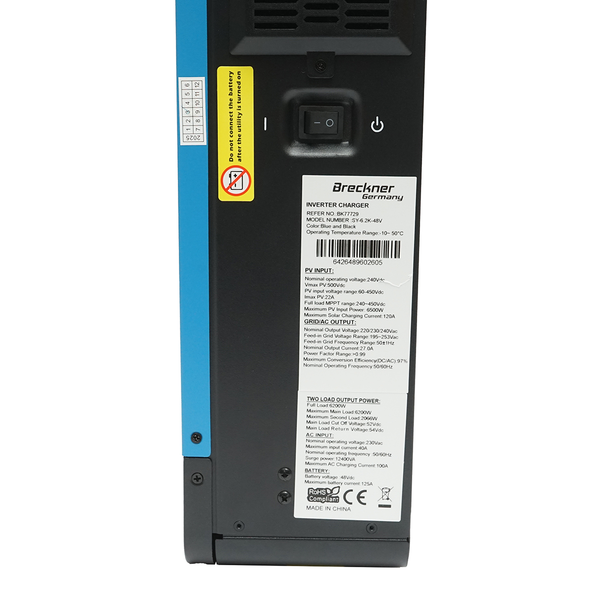 Invertor solar hibrid 6.2KW Breckner Germany 48V, 120A, MPPT, monofazic, OFF-GRID, SY-6.2K-48V - imagine 4