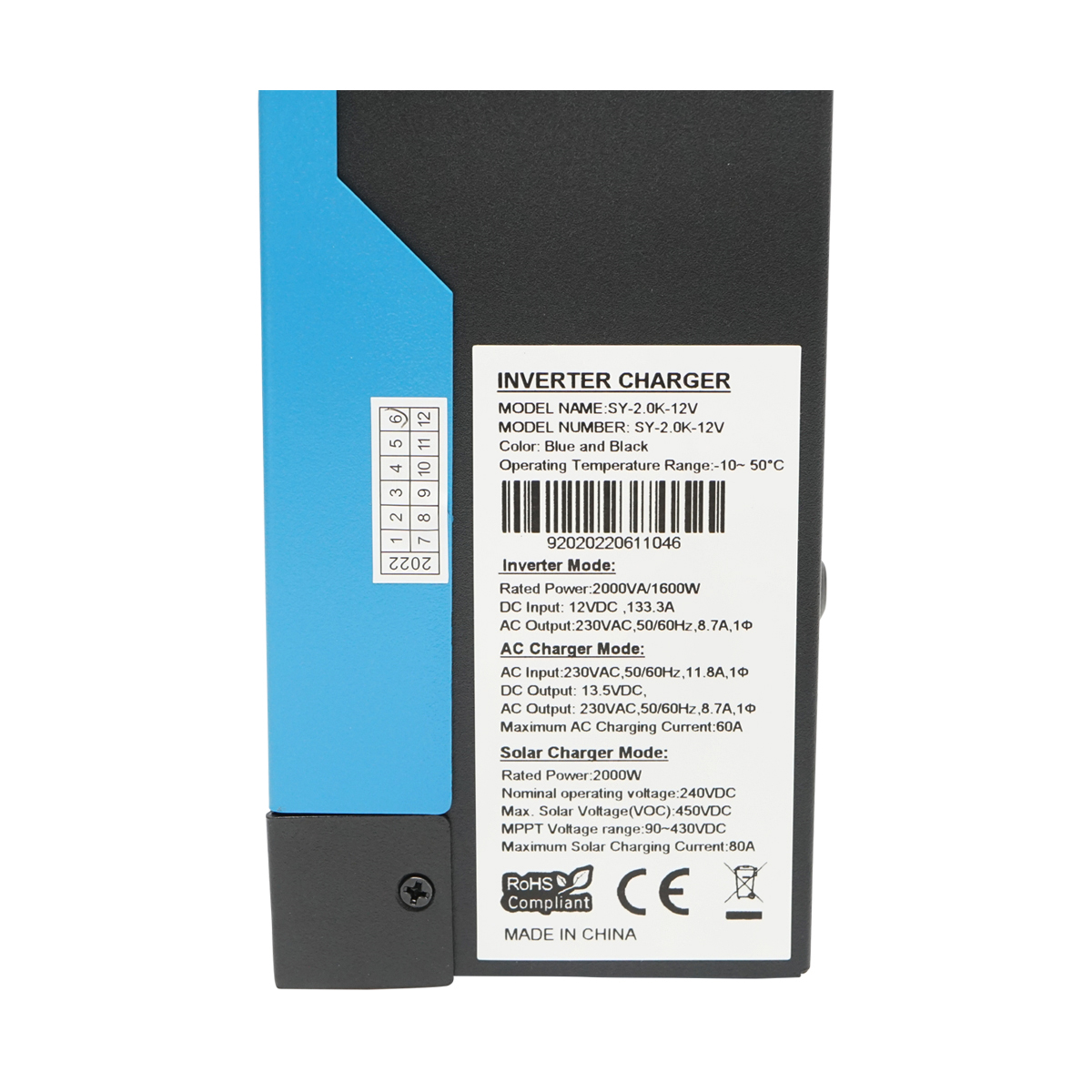 Invertor solar hybrid 1.6 KW Breckner Germany 12V, 80A, MPPT, monofazic, OFF-GRID, SY-2.0KW-12V - imagine 2