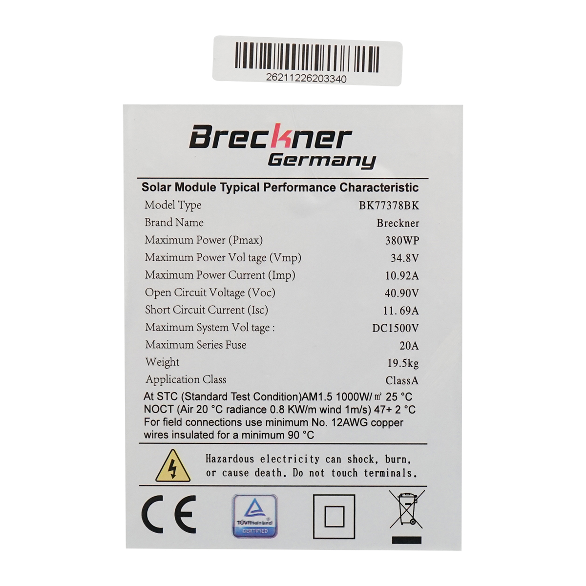 Panou solar XL Breckner Germany 380W fotovoltaic, monocristalin, cadru negru 1755x1040x35mm - imagine 4