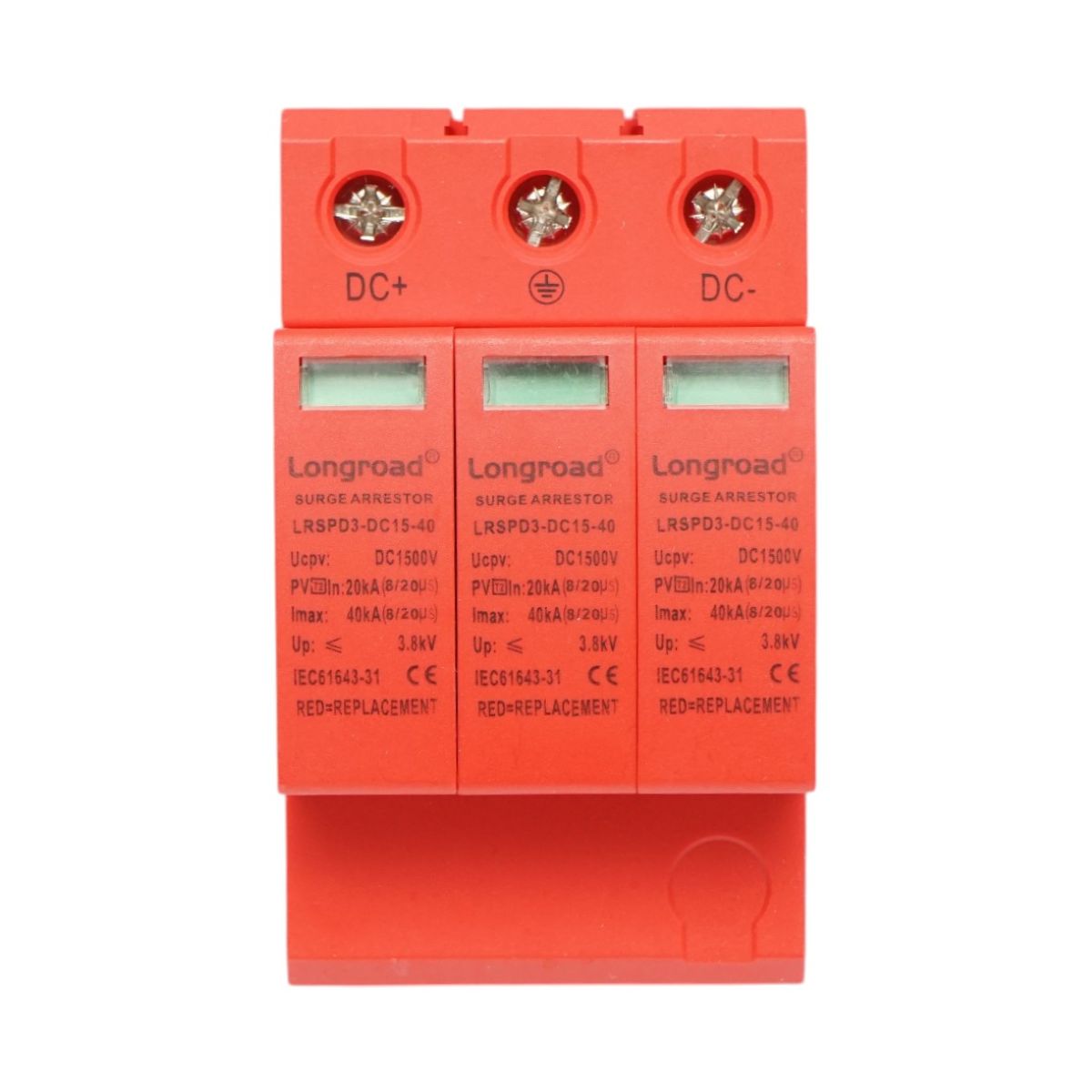 Descarcator de supratensiune cu semnalizare sisteme fotovoltaice DC 3P tip C 1500VDC Longroad - imagine 2