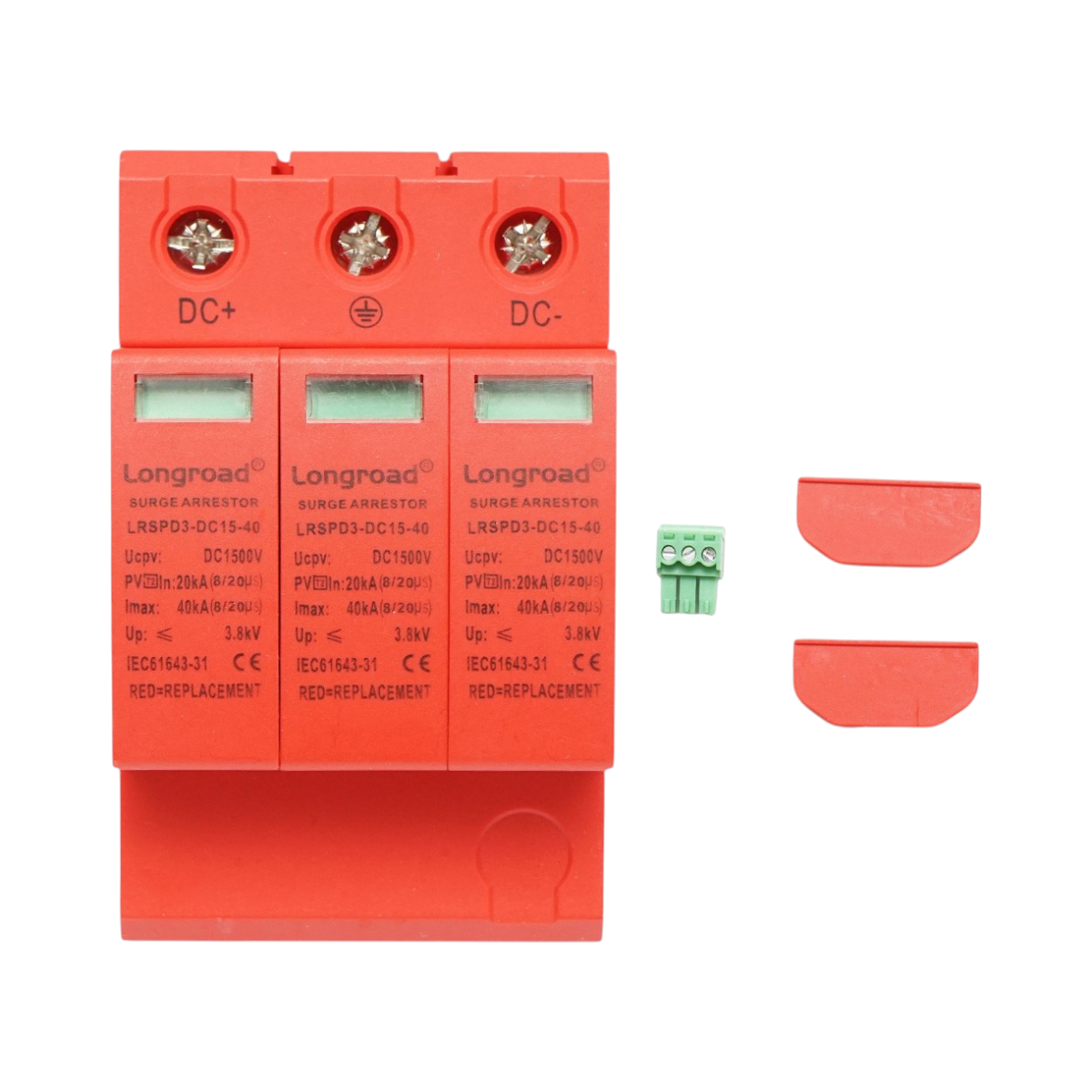 Descarcator de supratensiune cu semnalizare sisteme fotovoltaice DC 3P tip C 1500VDC Longroad