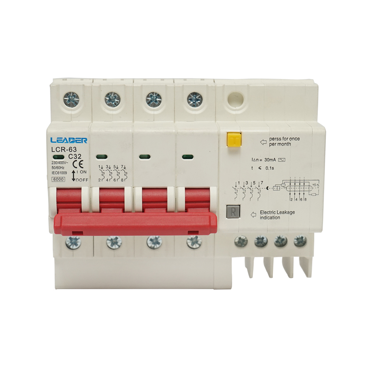 Siguranta diferentiala 4P, 32A, 30mA Leader