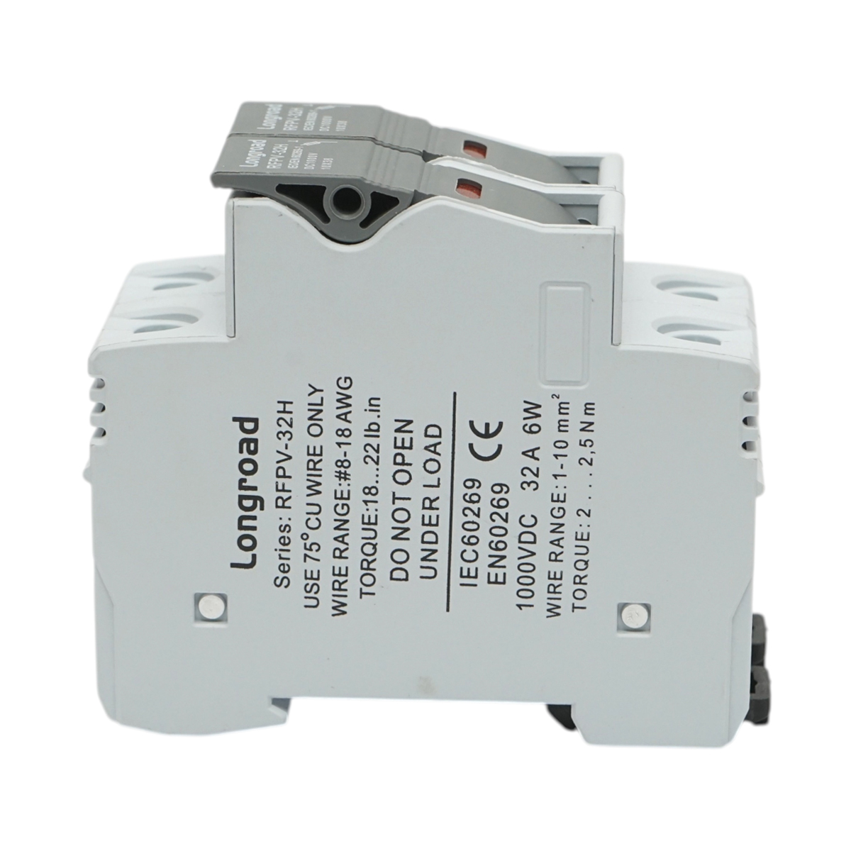 Suport soclu siguranta fuzibila DC fotovoltaic gPV 2P, 1000V, 32A 10x38 RFPV-32H Longroad - imagine 2