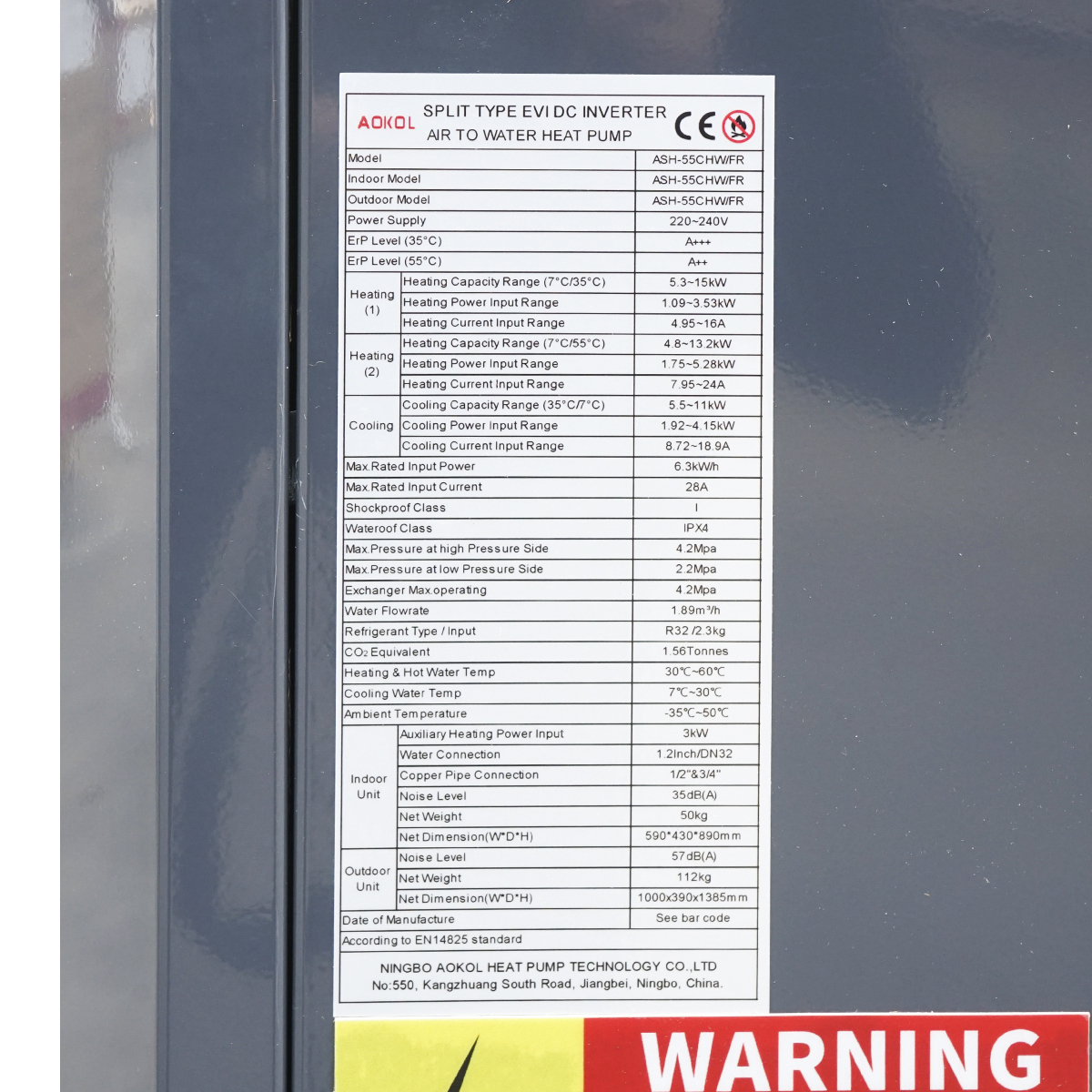 Pompa de caldura 15 KW, 230V, ASH-55CHW/FR aer-apa Aokol - imagine 9