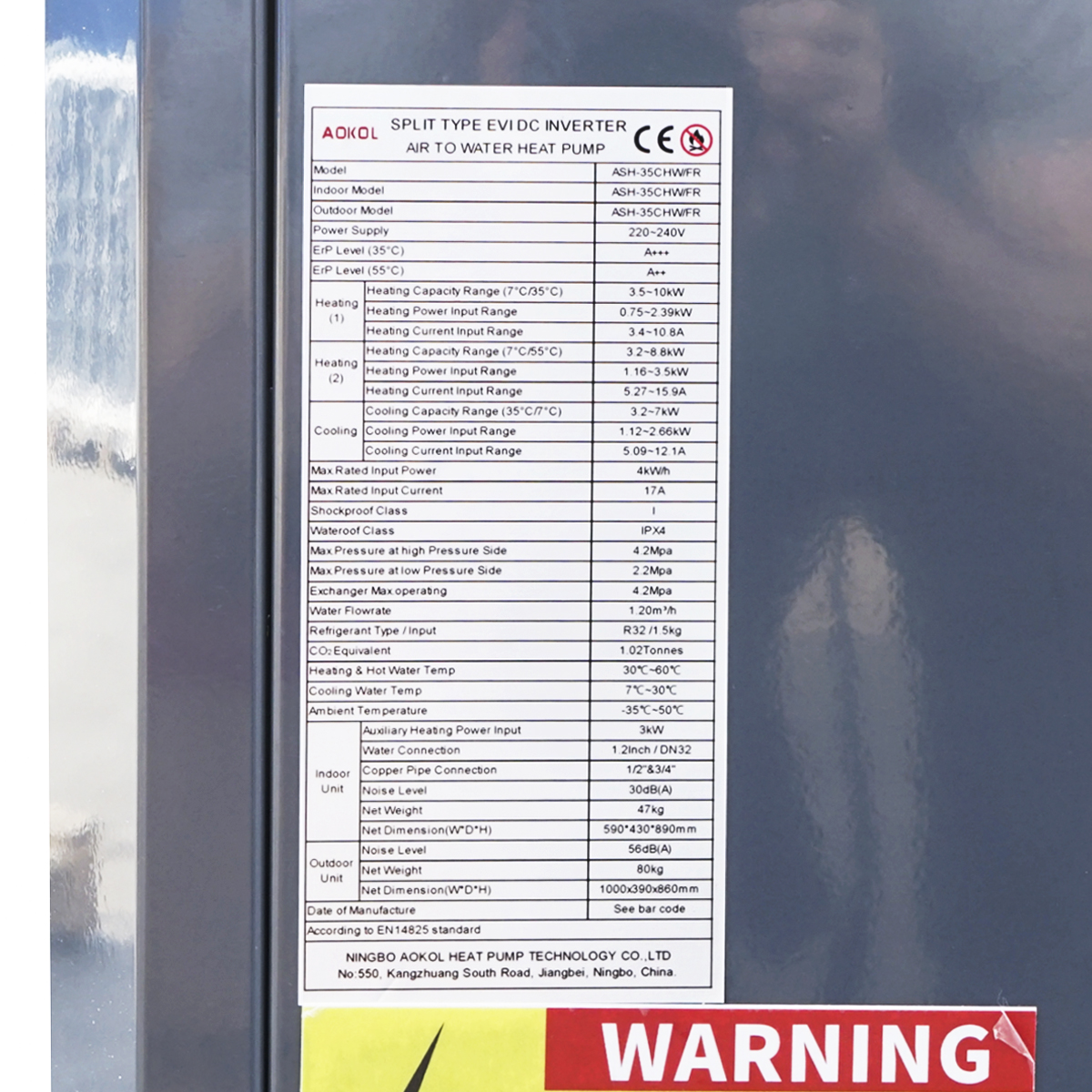 Pompa de caldura 10 KW, 230V, ASH-35CHW/FR aer-apa Aokol - imagine 9