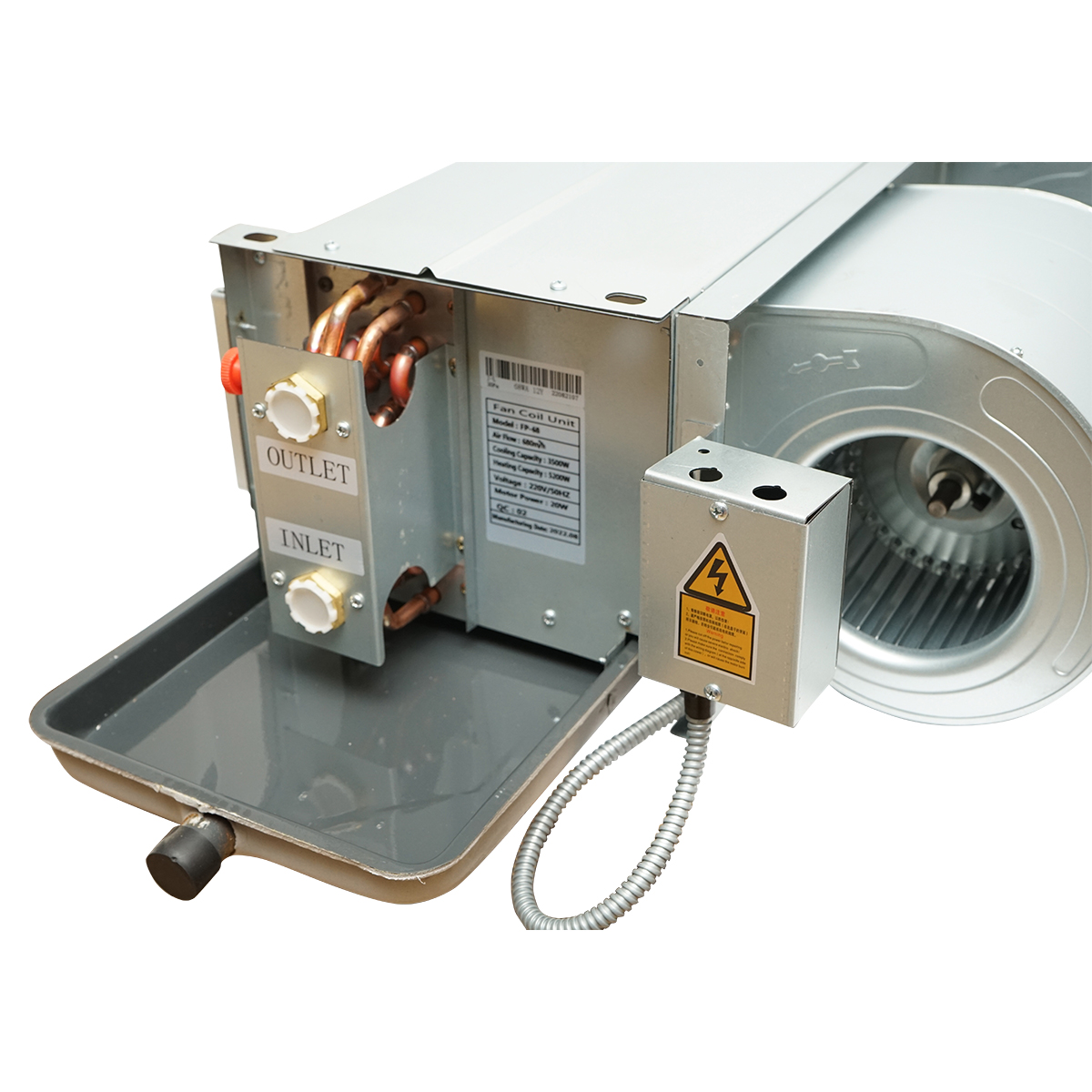 Ventiloconvector 3.5/5.2KW tip duct FP-68 pentru tavan, sistem 2 tevi Fan Coil Unit - imagine 6