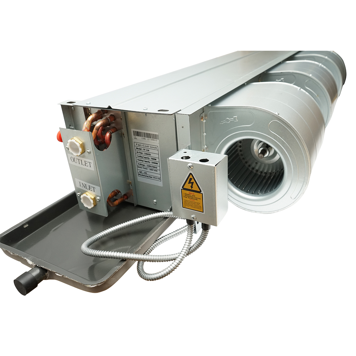 Ventiloconvector 7/10.4KW tip duct FP-136WA pentru tavan, sistem 2 tevi Fan Coil Unit - imagine 6