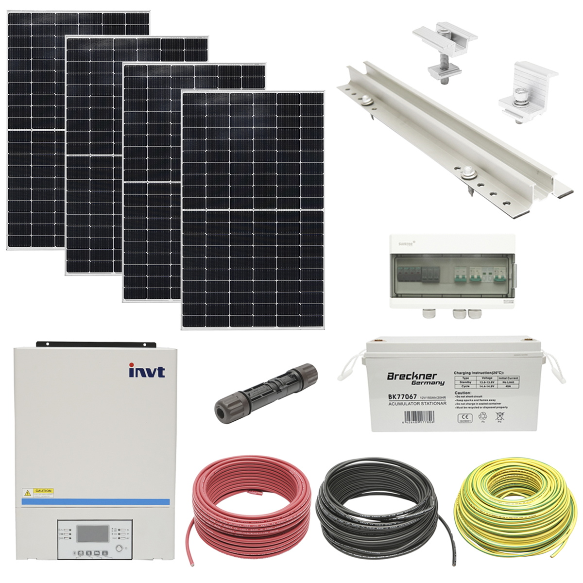 Sistem solar fotovoltaic monofazic ON/OFF-GRID 3KW cu 10 panouri 380W prindere pe acoperis de tabla