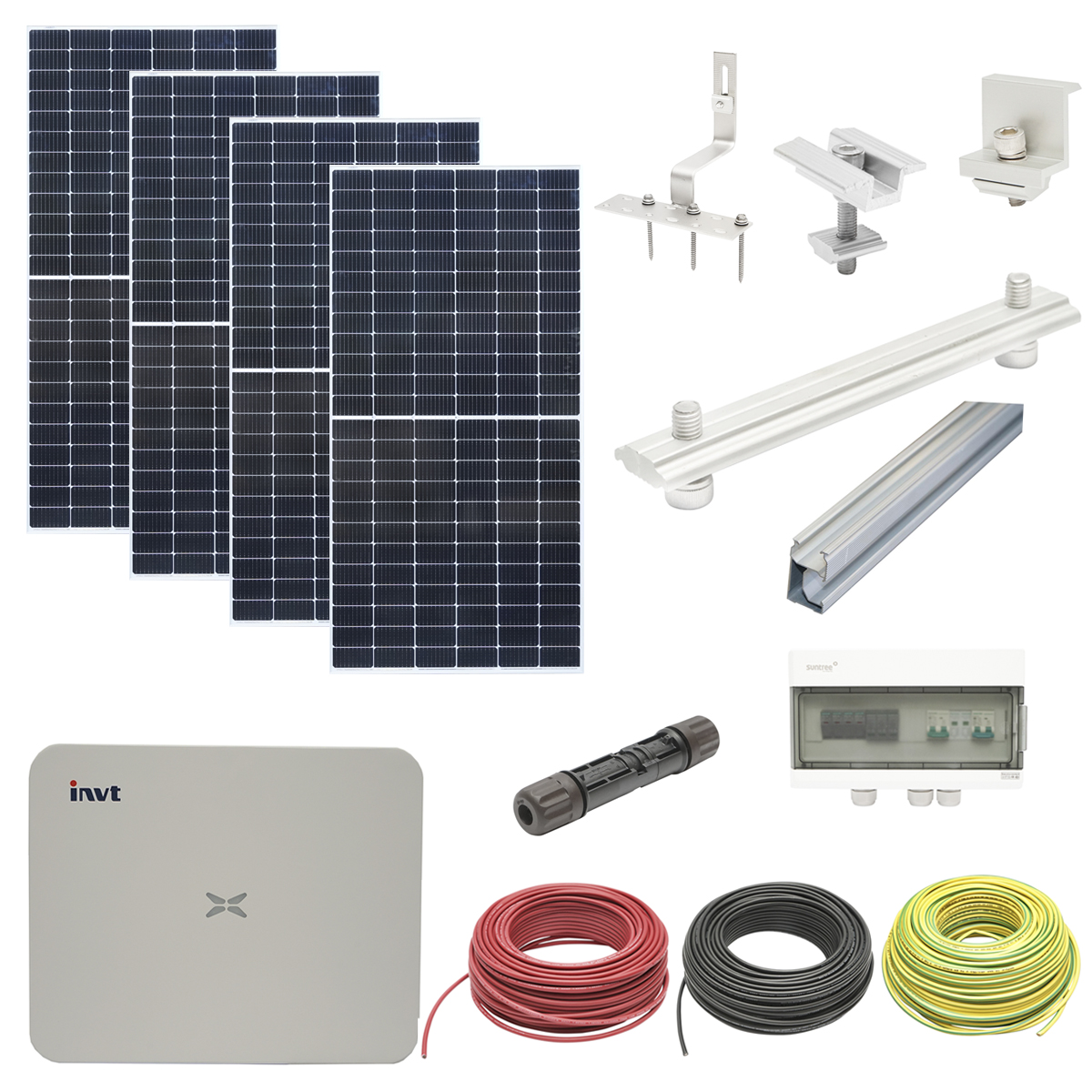 Sistem solar fotovoltaic trifazic, prosumator ON-GRID 5KW cu 12 panouri fotovoltaice Risen 450W prindere pe acoperis de tigla