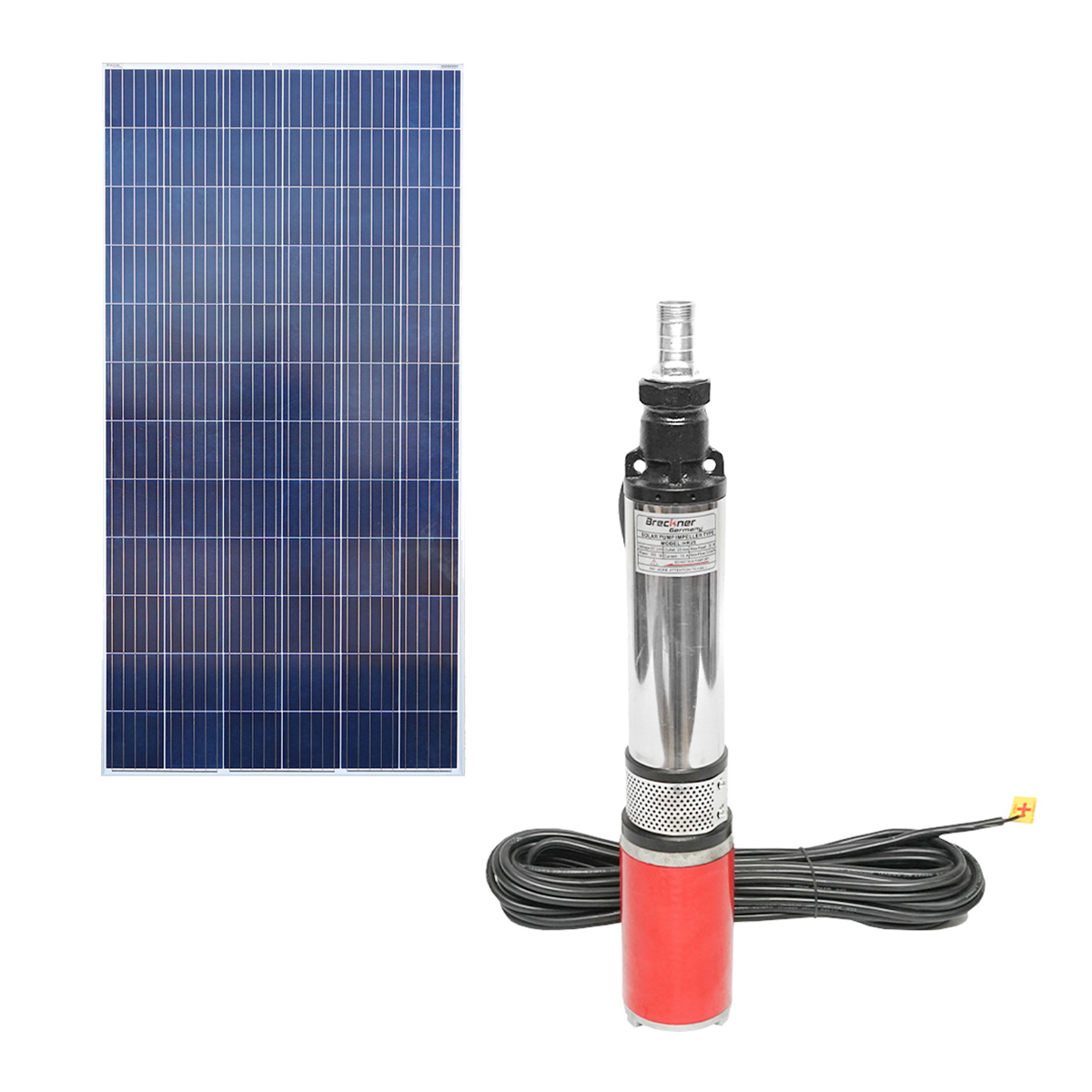 Pompa apa submersibila 24V, 300W, 3m3/h, D80mm cu panou solar fotovoltaic 330W Breckner Germany