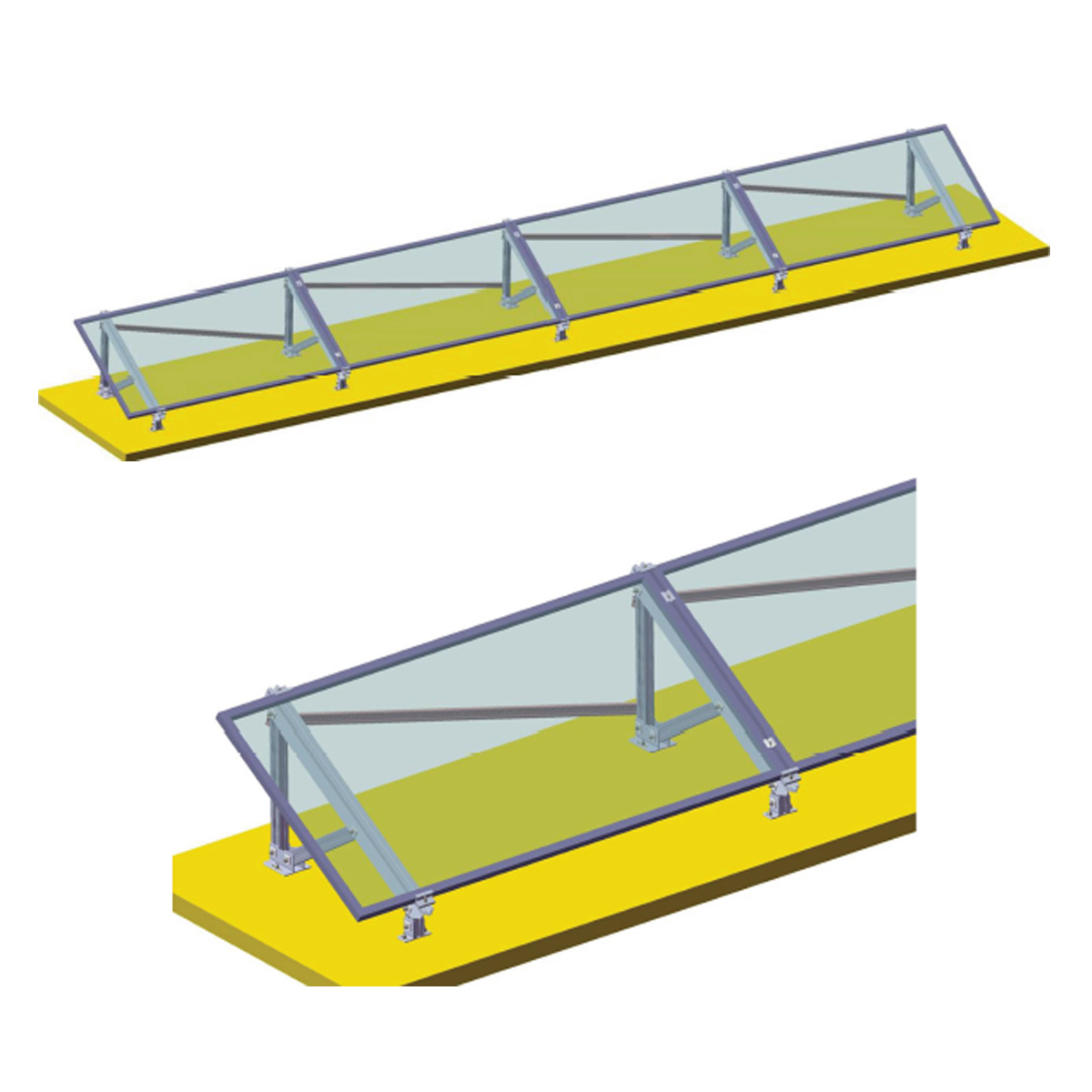 Sistem complet montare, structura pe beton pentru 4 panouri solare fotovoltaice cu unghi 30 grade Breckner Germany