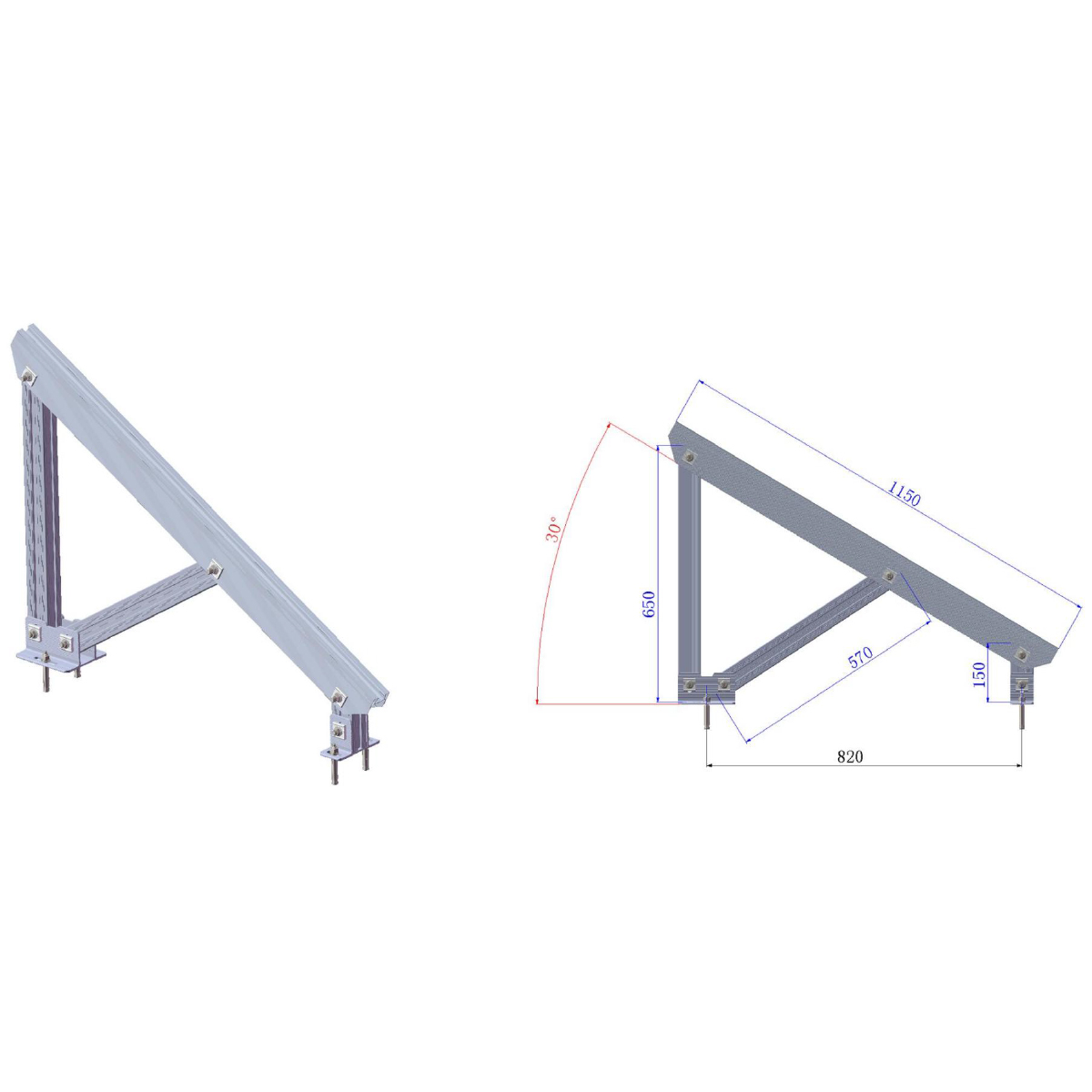 Sistem complet montare, structura pe beton pentru 4 panouri solare fotovoltaice cu unghi 30 grade Breckner Germany - imagine 4